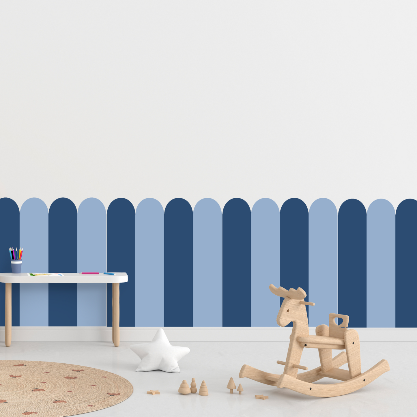 Self-Adhesive Textile Wallpaper – Arch – Dark Blue Shades