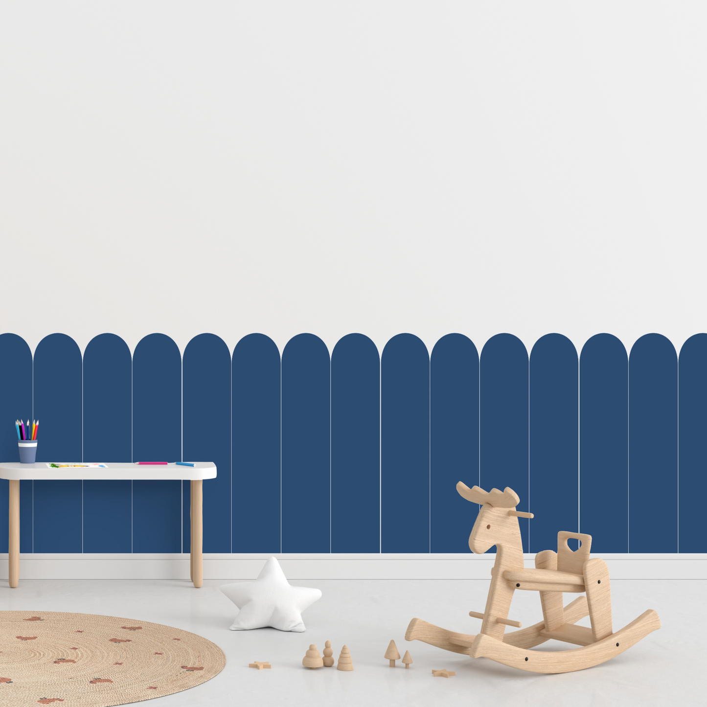 Self-Adhesive Textile Wallpaper – Arch – Dark Blue Shades