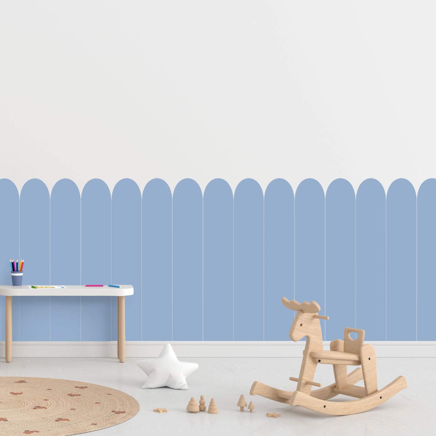 Self-Adhesive Textile Wallpaper – Arch – Dark Blue Shades