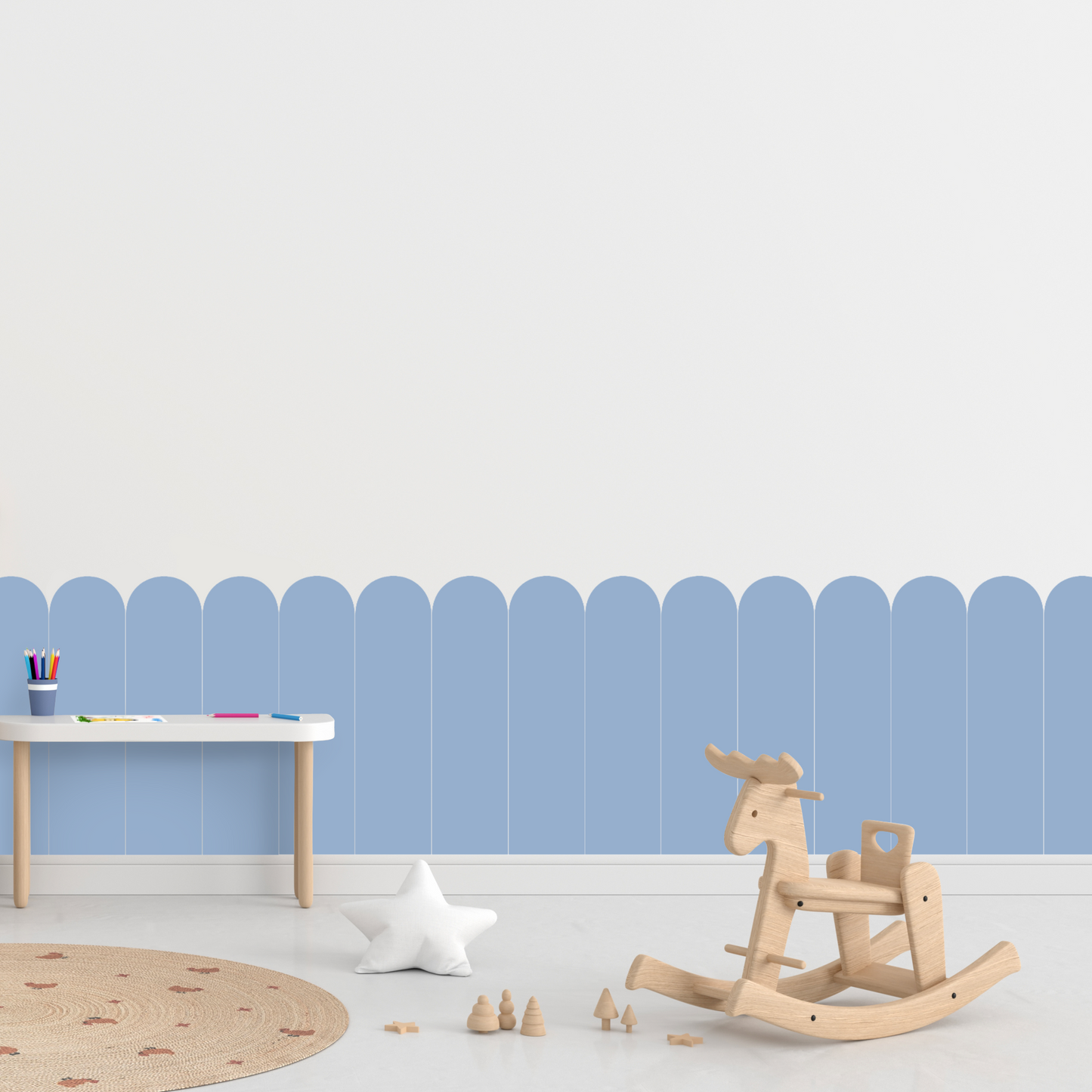 Self-Adhesive Textile Wallpaper – Arch – Dark Blue Shades