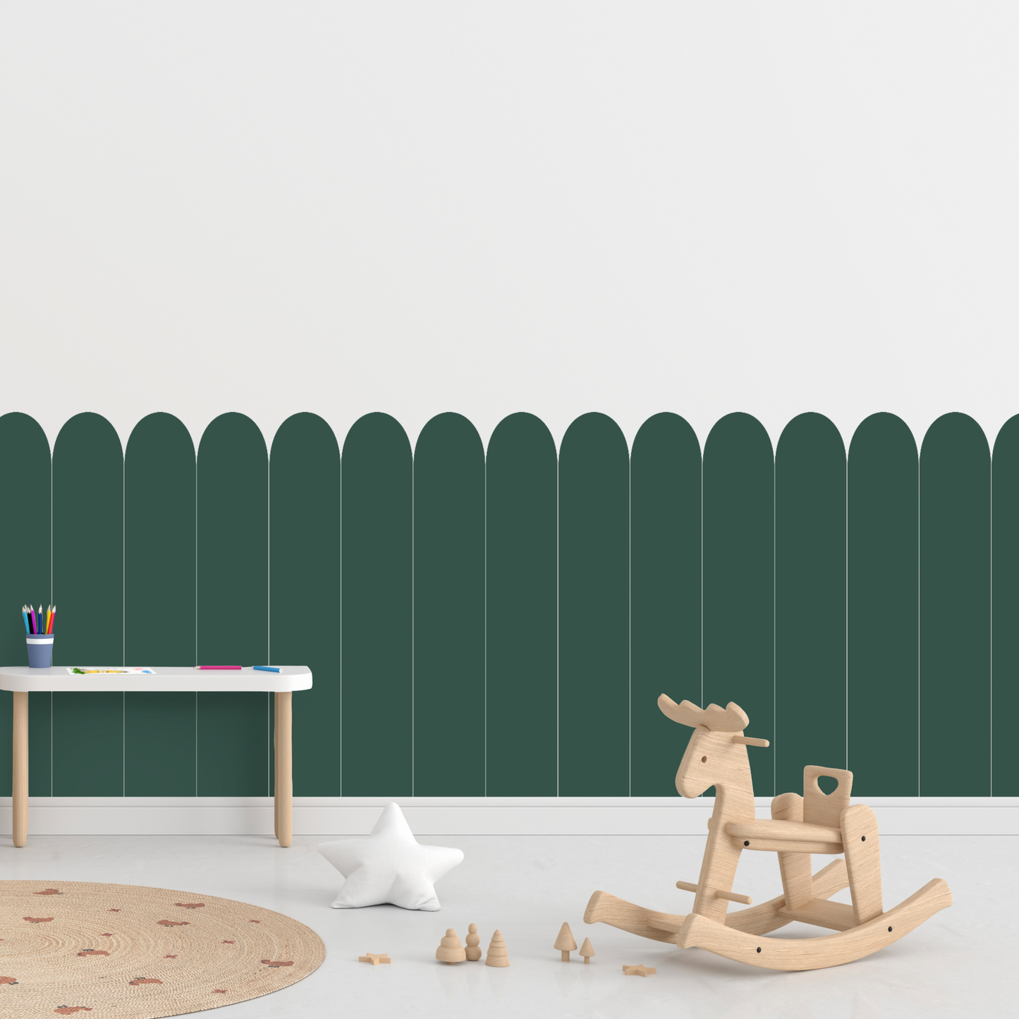 Self-Adhesive Textile Wallpaper – Arch – Green Shades