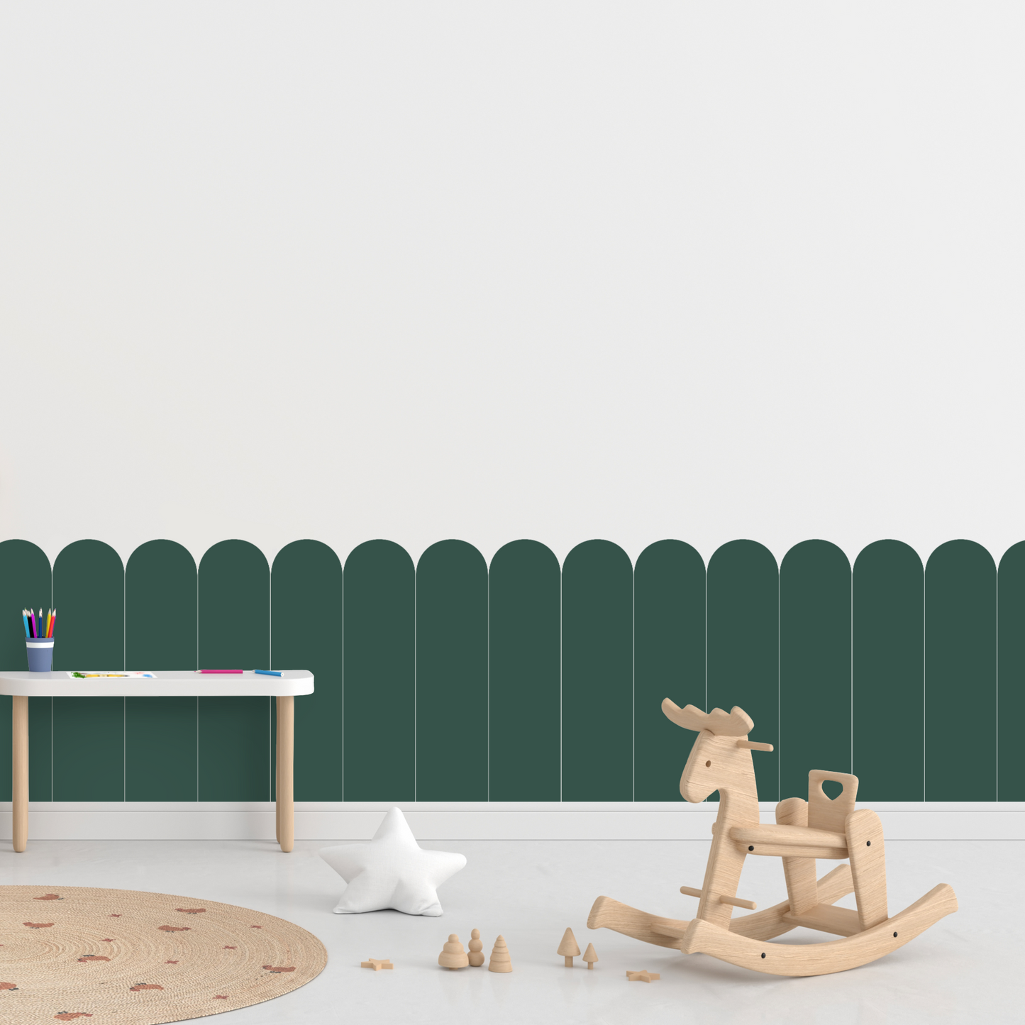 Self-Adhesive Textile Wallpaper – Arch – Green Shades