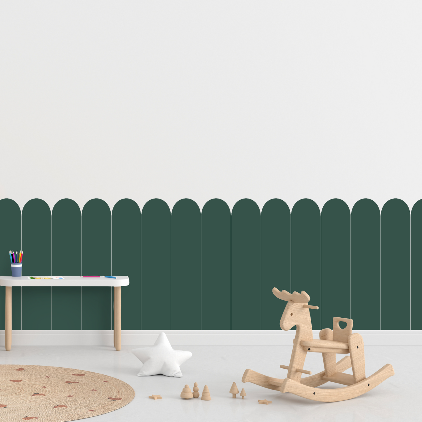 Self-Adhesive Textile Wallpaper – Arch – Green Shades