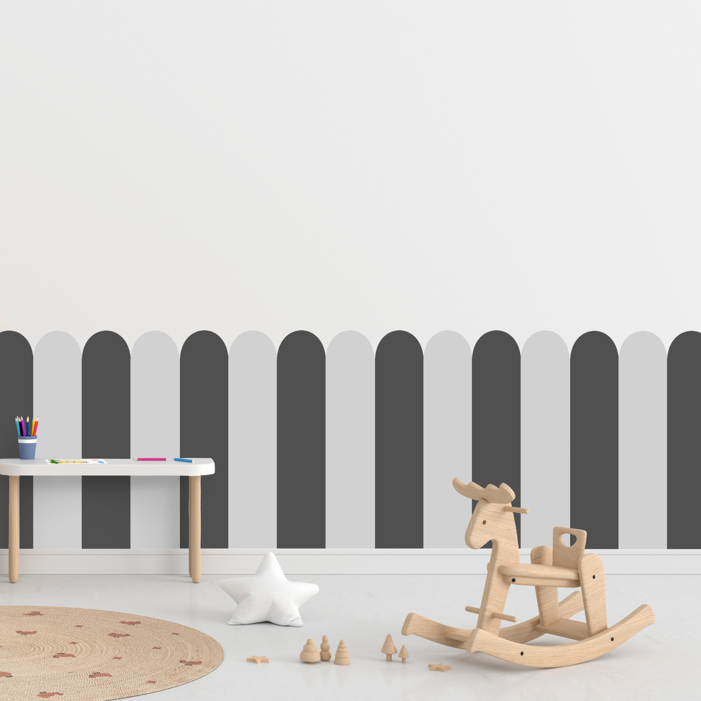 Self-Adhesive Textile Wallpaper – Arch – Gray Shades