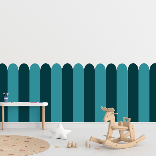 Self-Adhesive Textile Wallpaper – Arch – Green-blue Shades