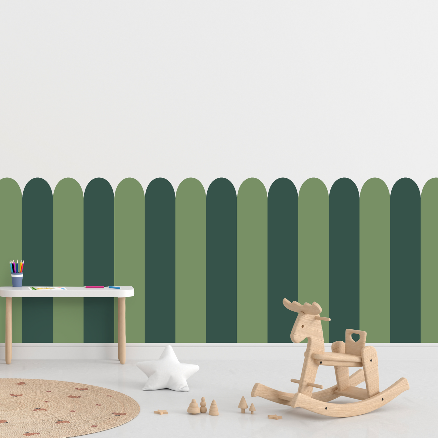 Self-Adhesive Textile Wallpaper – Arch – Green Shades