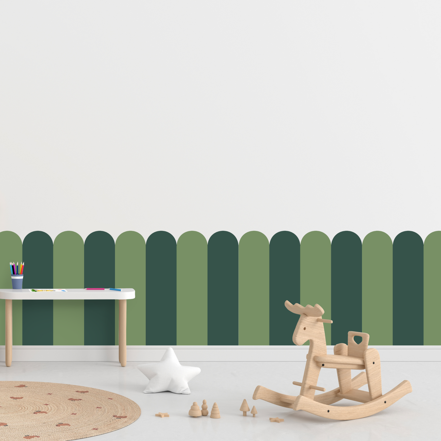 Self-Adhesive Textile Wallpaper – Arch – Green Shades