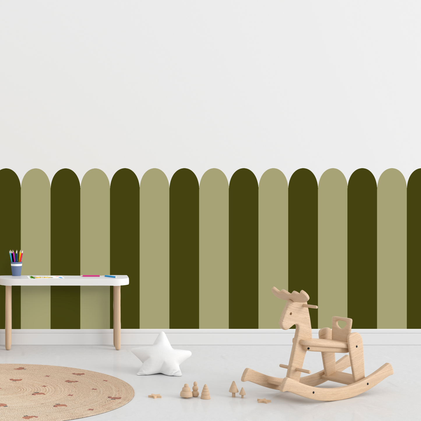 Self-Adhesive Textile Wallpaper – Arch – Khaki Shades