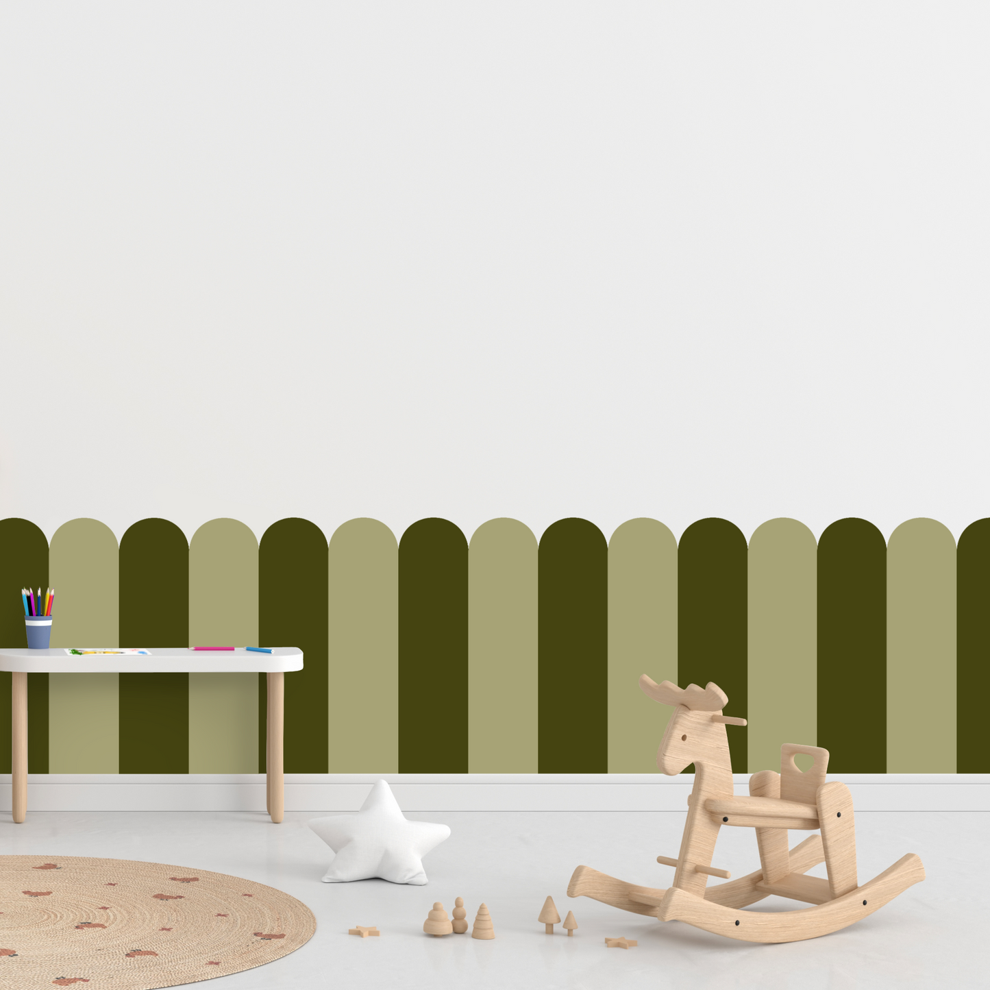 Self-Adhesive Textile Wallpaper – Arch – Khaki Shades