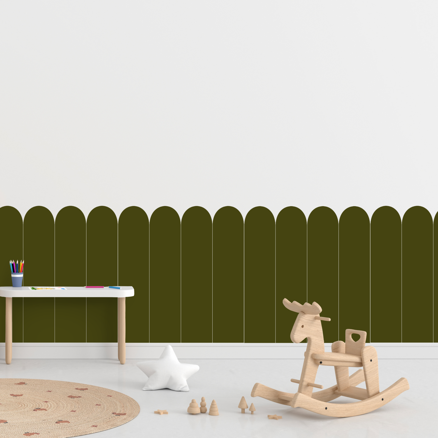 Self-Adhesive Textile Wallpaper – Arch – Khaki Shades