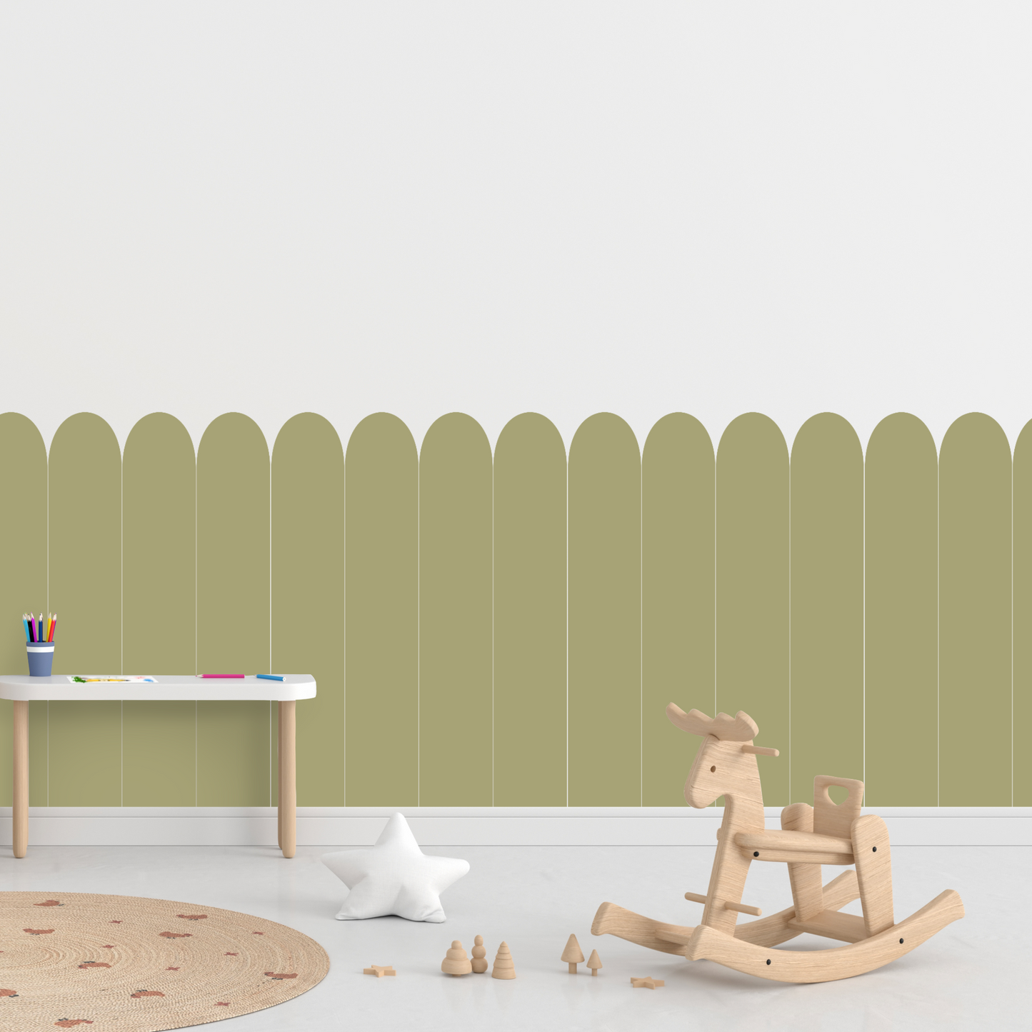 Self-Adhesive Textile Wallpaper – Arch – Khaki Shades