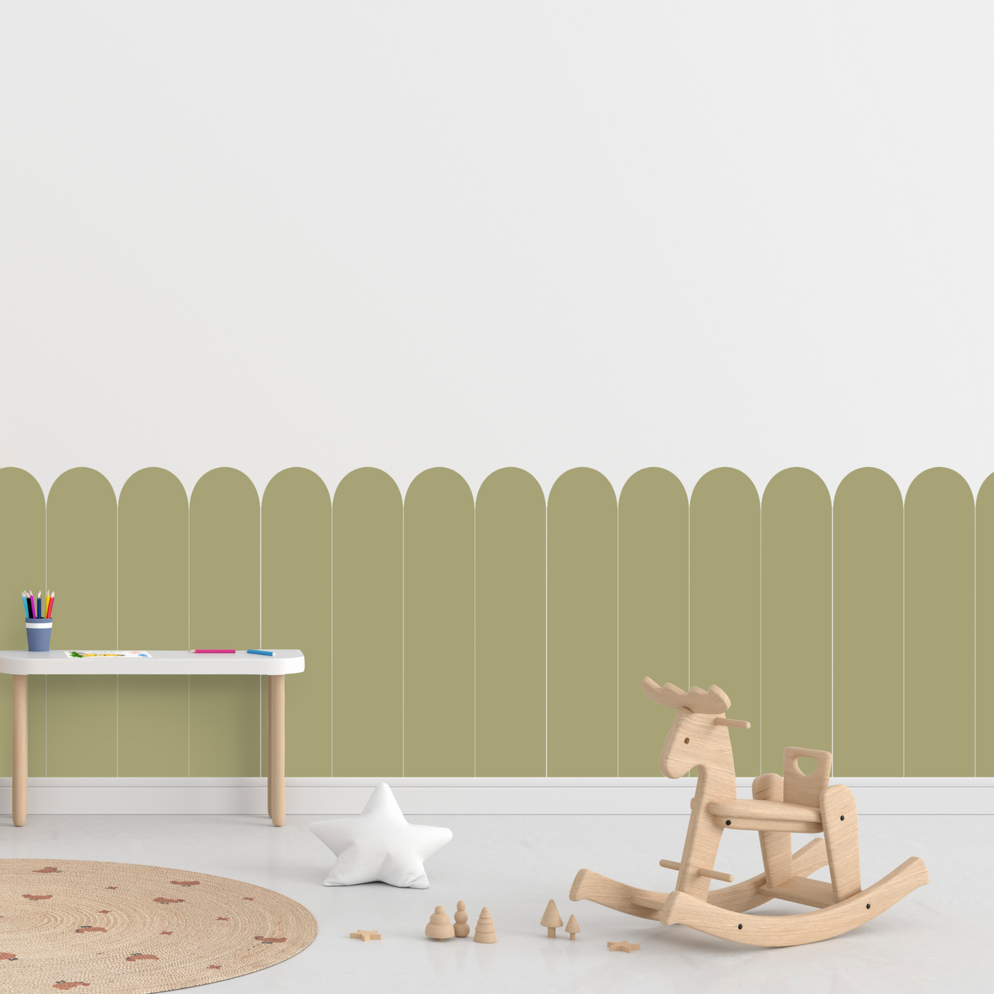 Self-Adhesive Textile Wallpaper – Arch – Khaki Shades