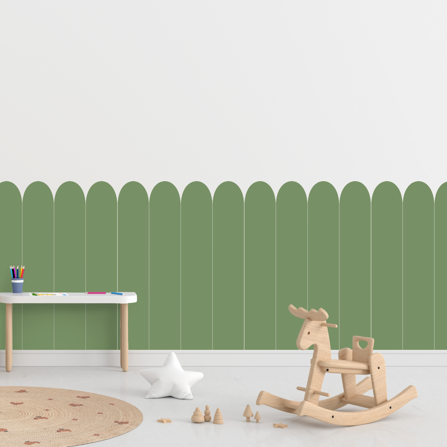 Self-Adhesive Textile Wallpaper – Arch – Green Shades
