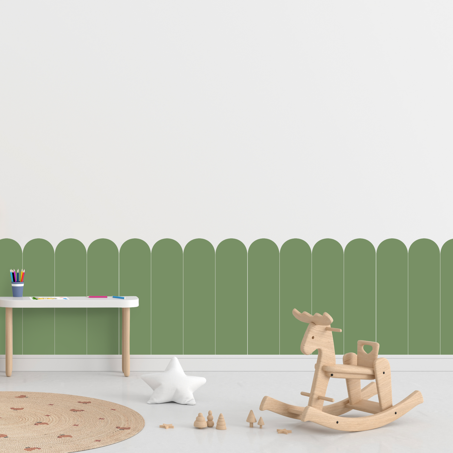 Self-Adhesive Textile Wallpaper – Arch – Green Shades