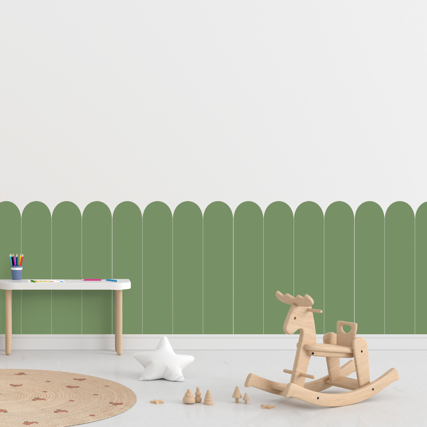 Self-Adhesive Textile Wallpaper – Arch – Green Shades