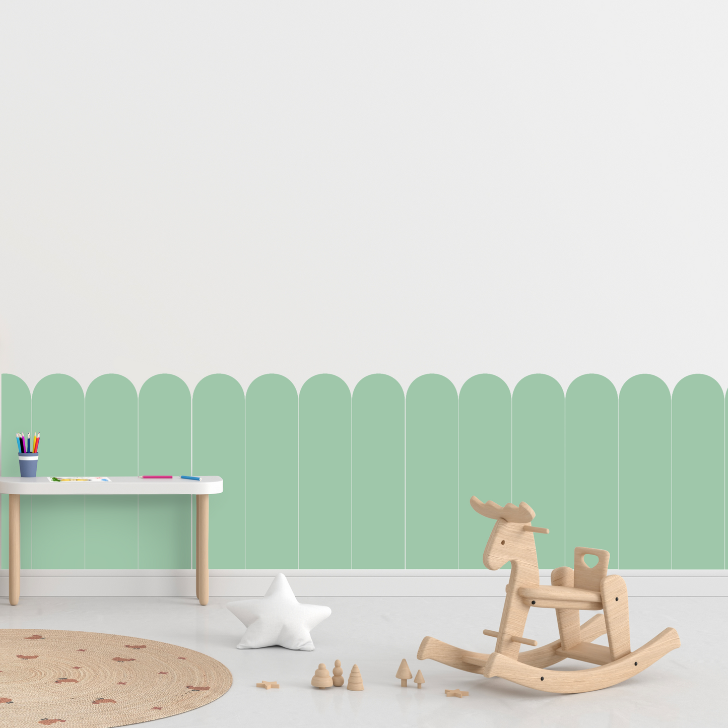 Self-Adhesive Textile Wallpaper – Arch – Mint Shades