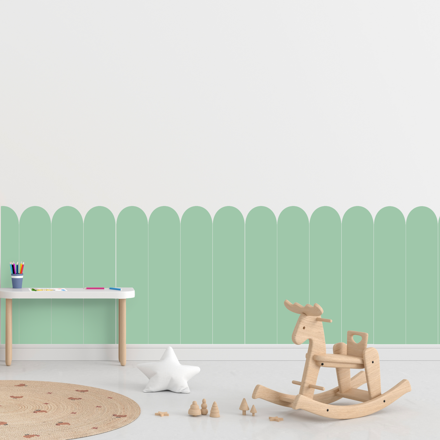 Self-Adhesive Textile Wallpaper – Arch – Mint Shades