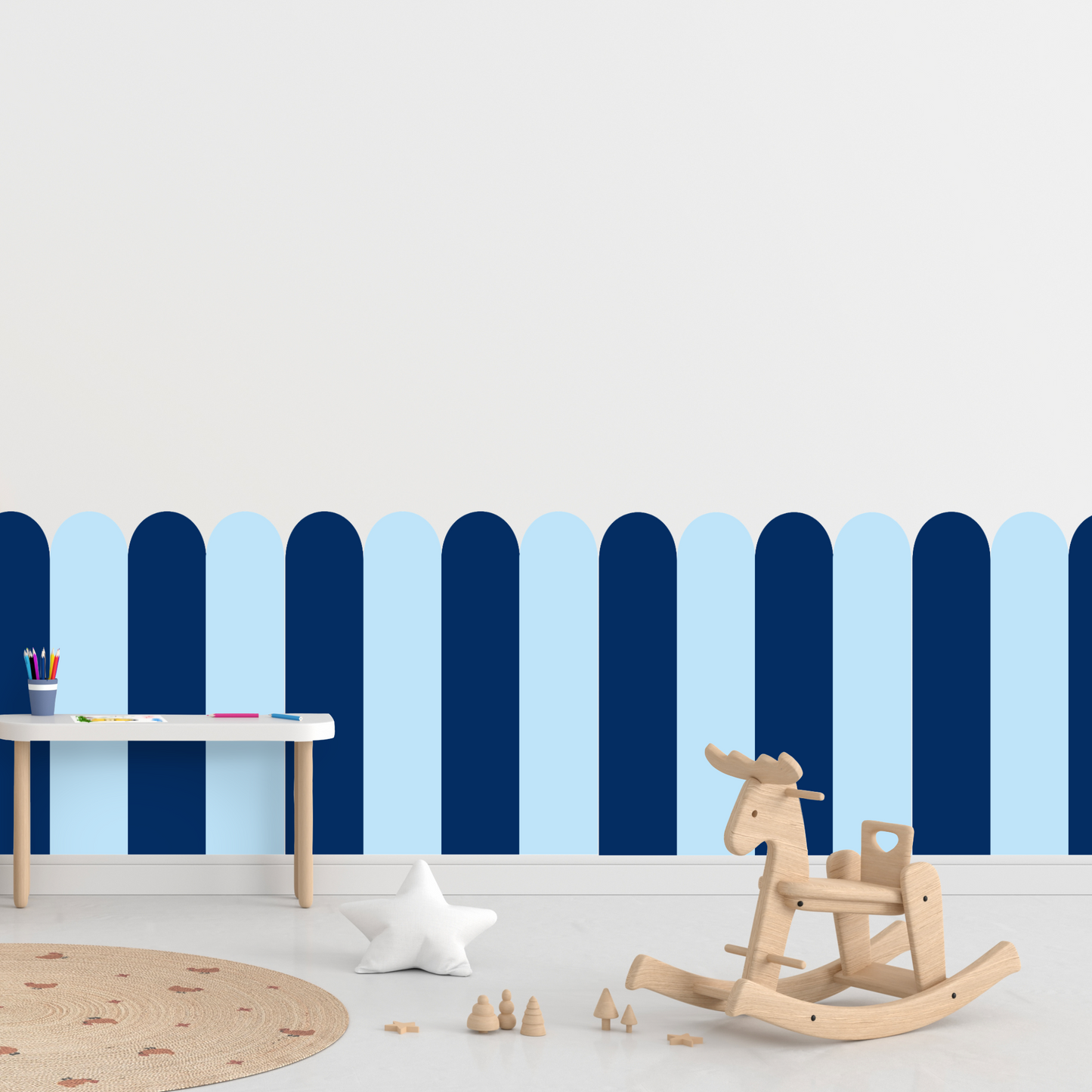Self-Adhesive Textile Wallpaper – Arch – Navy Blue Shades