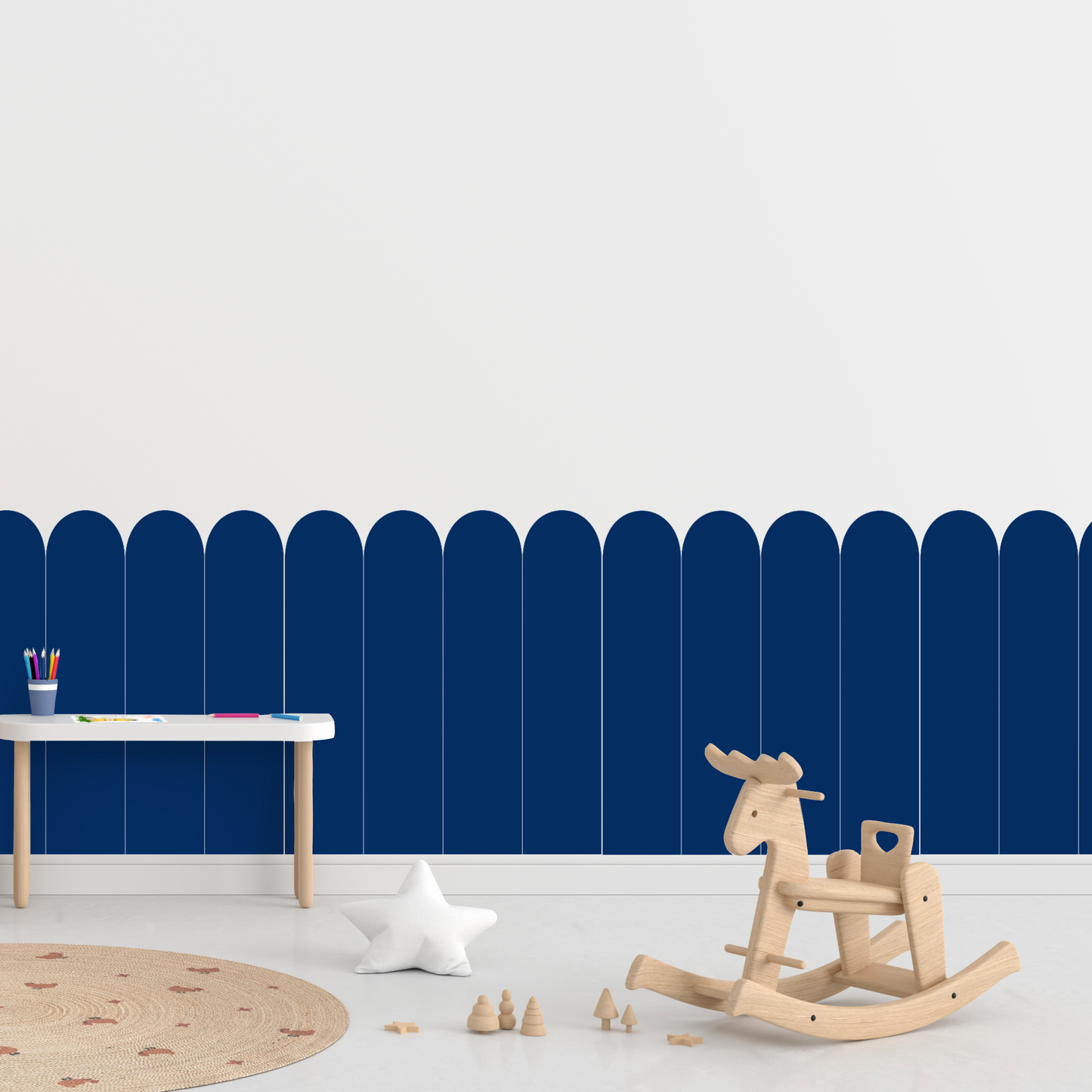Self-Adhesive Textile Wallpaper – Arch – Navy Blue Shades