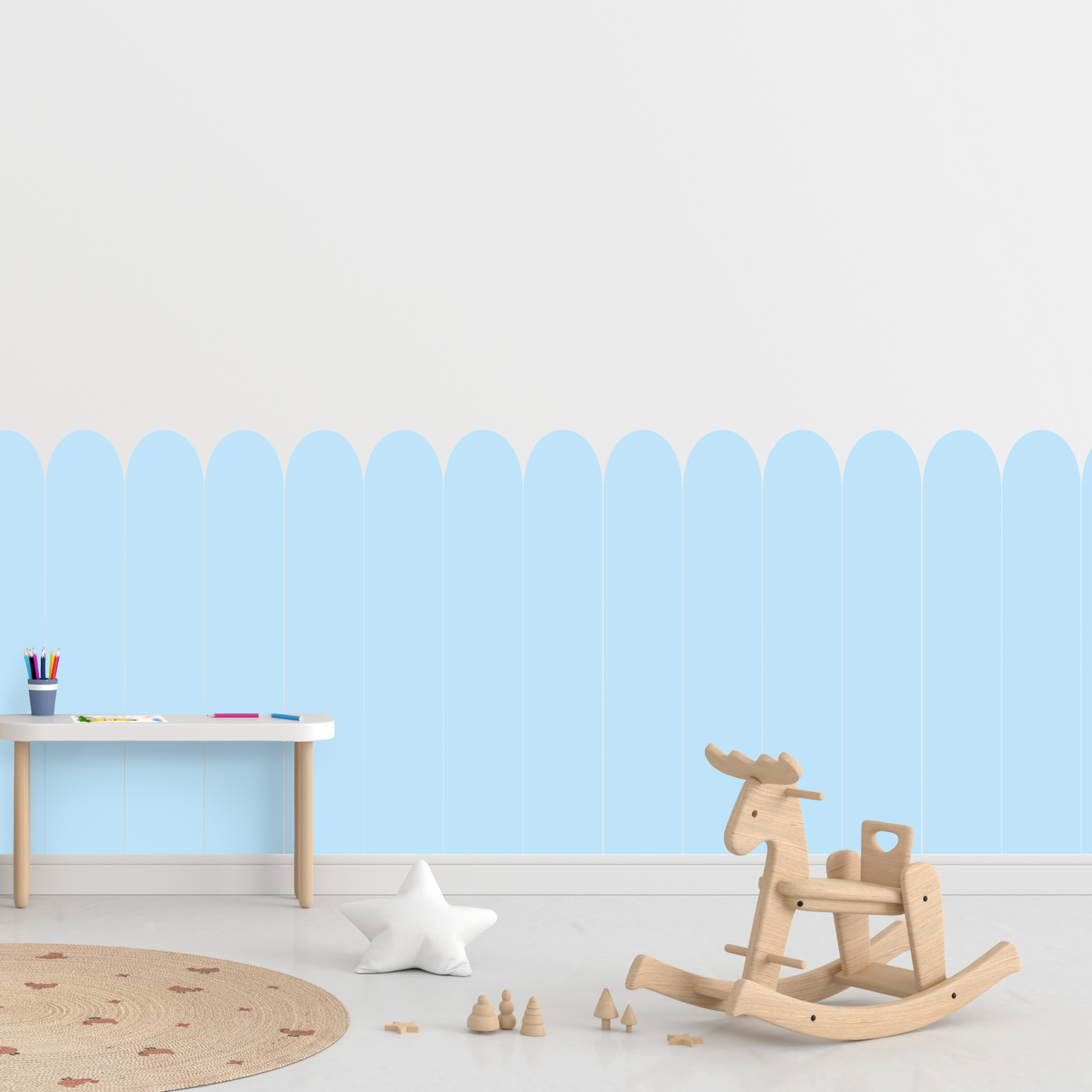 Self-Adhesive Textile Wallpaper – Arch – Navy Blue Shades