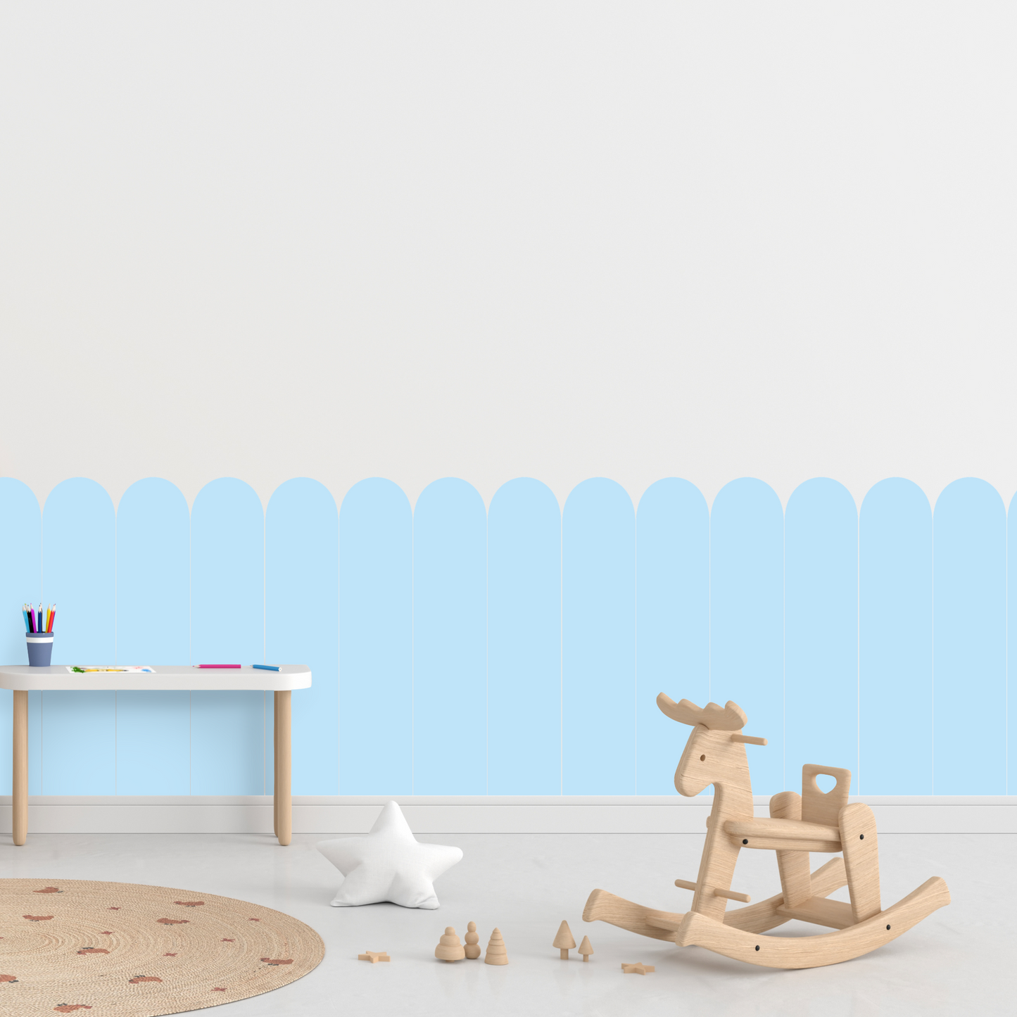 Self-Adhesive Textile Wallpaper – Arch – Navy Blue Shades