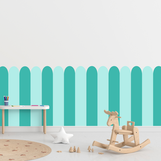 Self-Adhesive Textile Wallpaper – Arch – Turquoise Shades