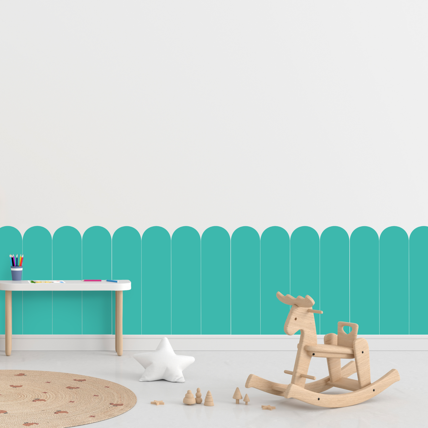 Self-Adhesive Textile Wallpaper – Arch – Turquoise Shades