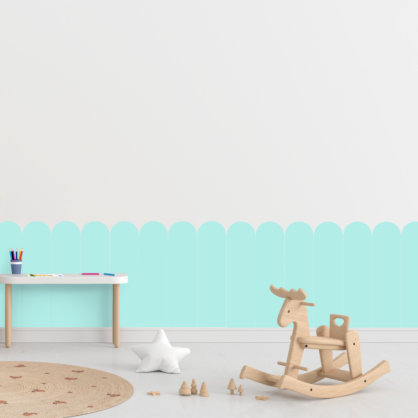 Self-Adhesive Textile Wallpaper – Arch – Turquoise Shades