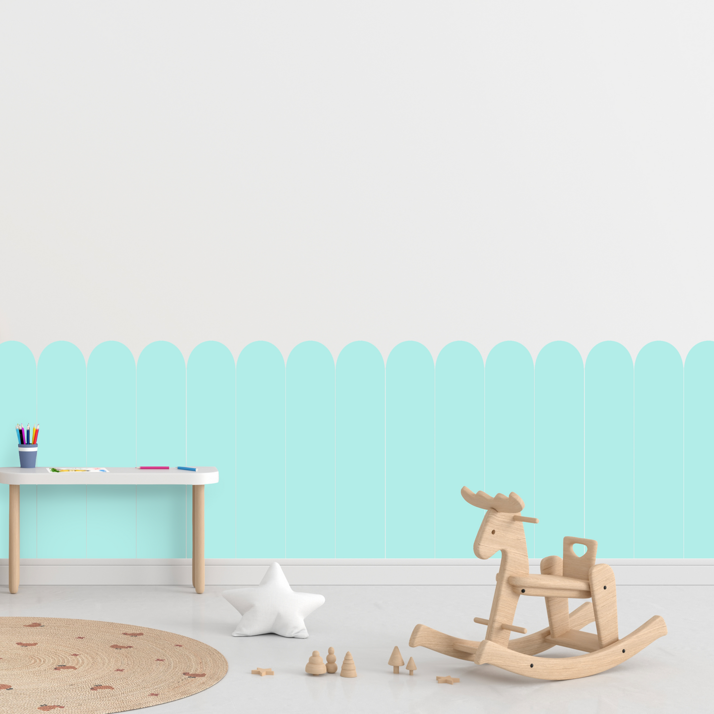 Self-Adhesive Textile Wallpaper – Arch – Turquoise Shades
