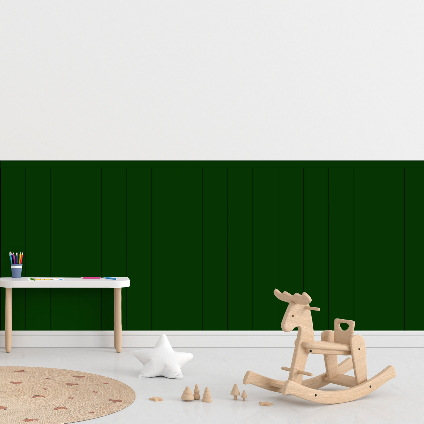Self-Adhesive Textile Wallpaper – Rectangle – Bottle Green Shades