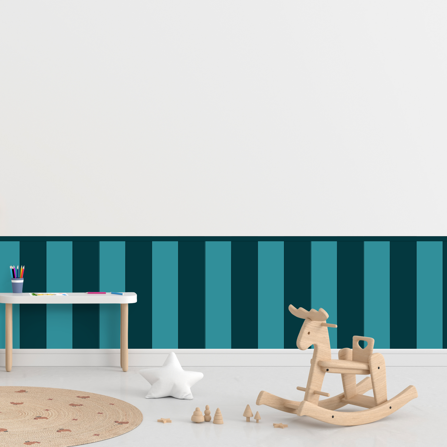 Self-Adhesive Textile Wallpaper – Rectangle – Green-blue Shades