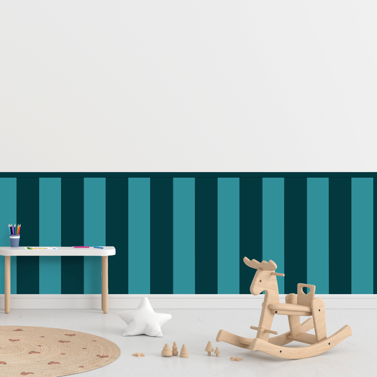 Self-Adhesive Textile Wallpaper – Rectangle – Green-blue Shades