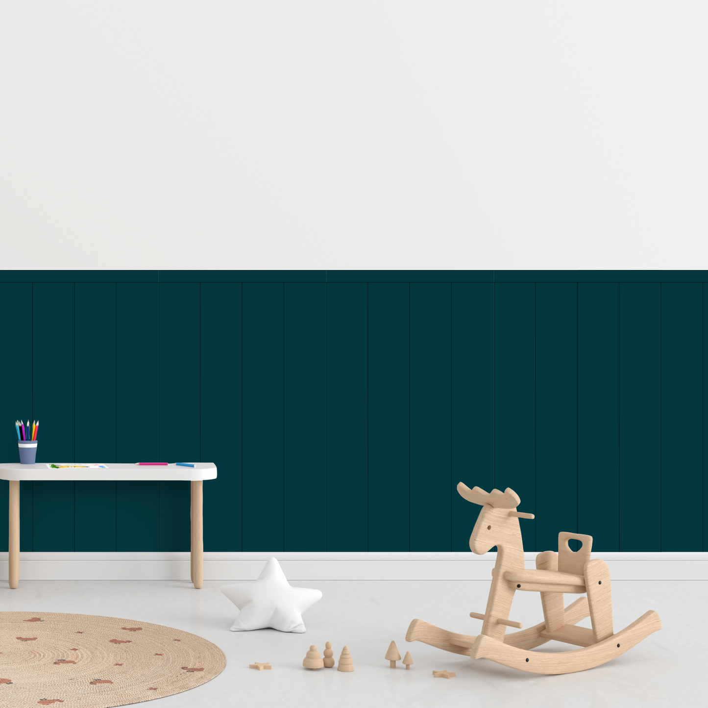 Self-Adhesive Textile Wallpaper – Rectangle – Green-blue Shades