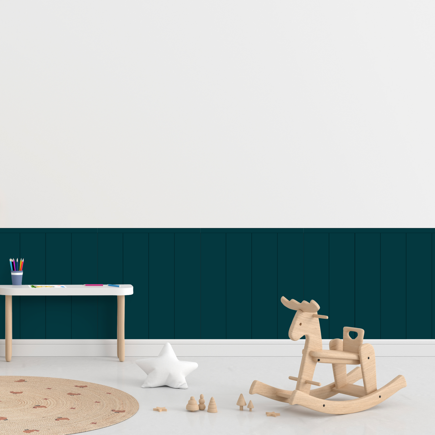 Self-Adhesive Textile Wallpaper – Rectangle – Green-blue Shades