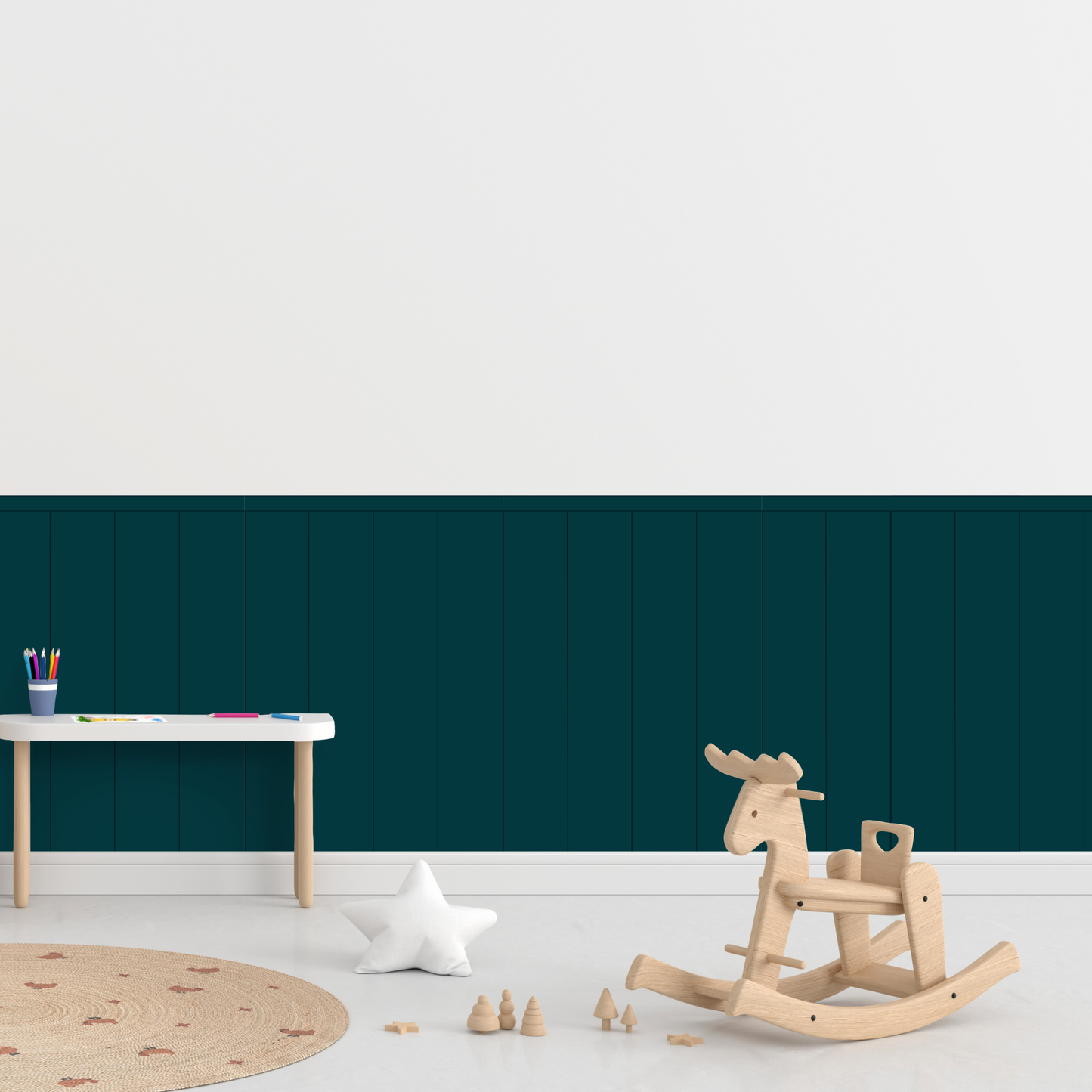 Self-Adhesive Textile Wallpaper – Rectangle – Green-blue Shades