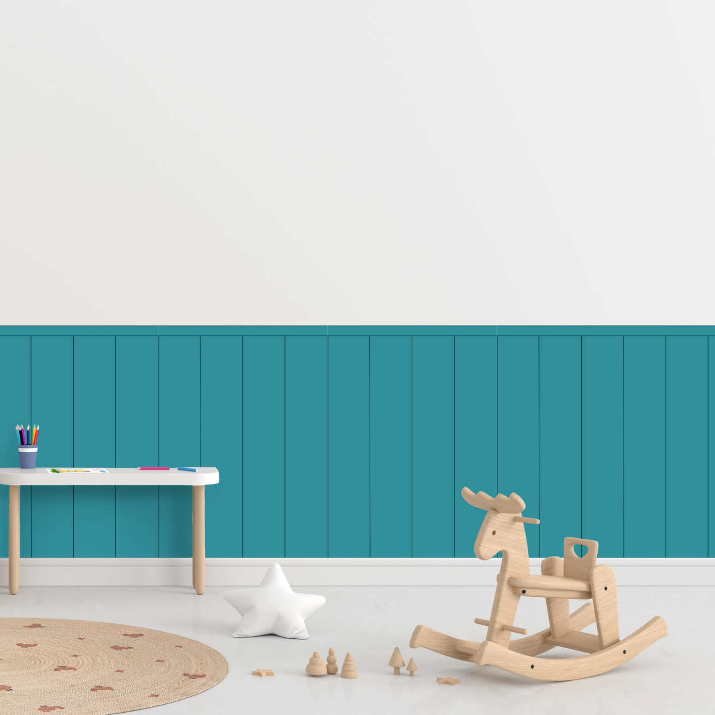 Self-Adhesive Textile Wallpaper – Rectangle – Green-blue Shades