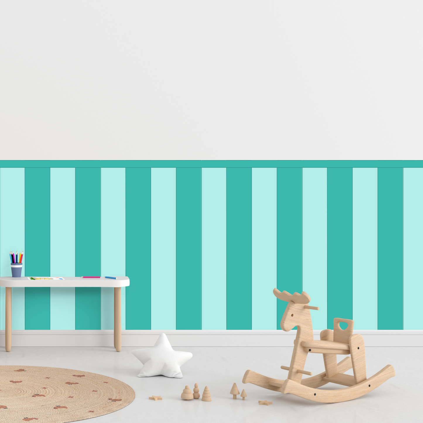 Self-Adhesive Textile Wallpaper – Rectangle – Turquoise Shades