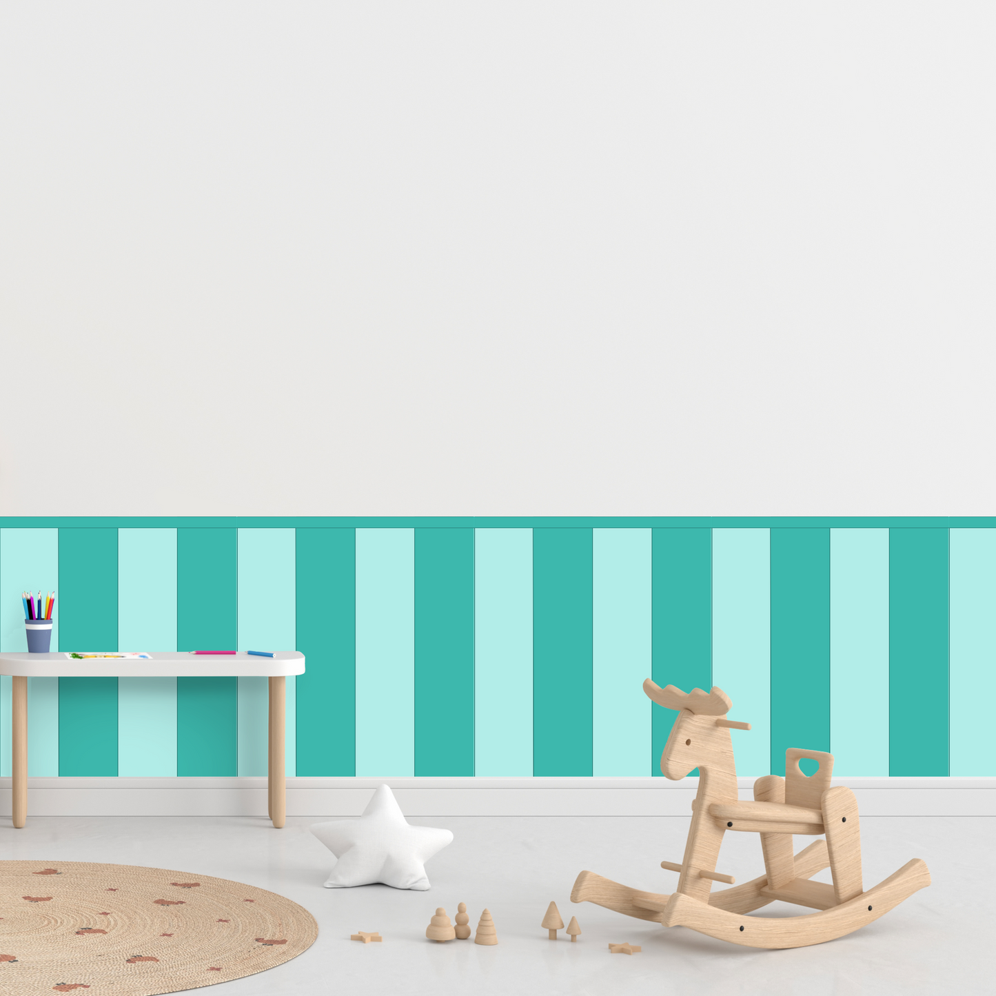 Self-Adhesive Textile Wallpaper – Rectangle – Turquoise Shades