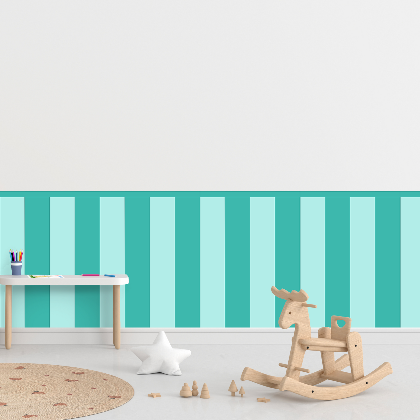 Self-Adhesive Textile Wallpaper – Rectangle – Turquoise Shades