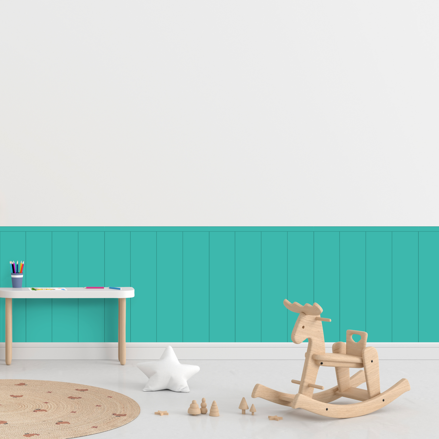 Self-Adhesive Textile Wallpaper – Rectangle – Turquoise Shades