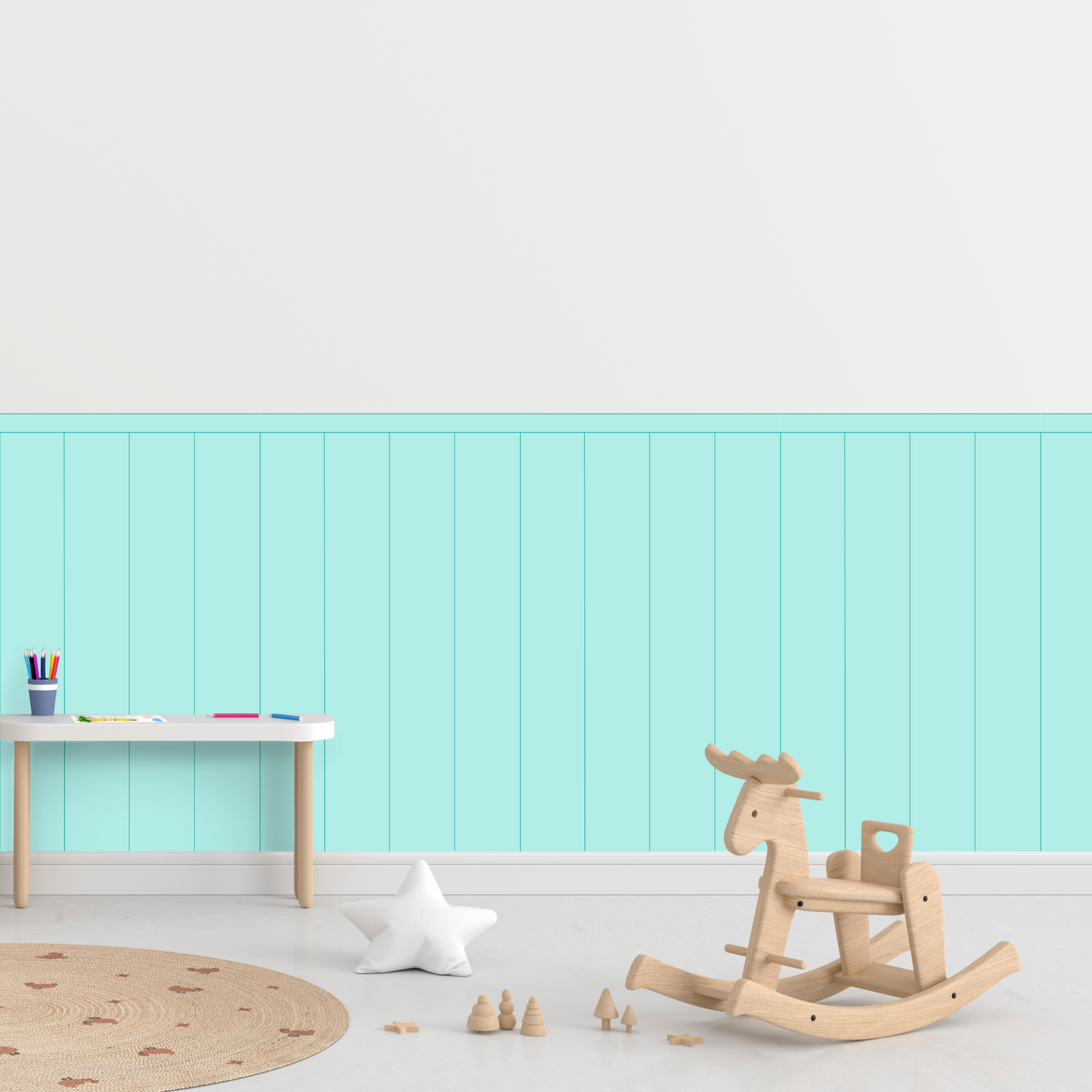 Self-Adhesive Textile Wallpaper – Rectangle – Turquoise Shades