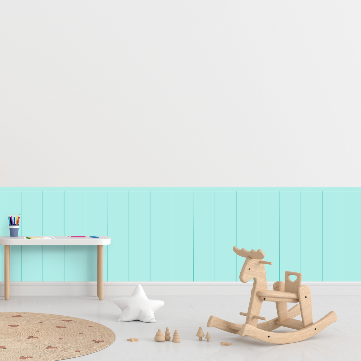 Self-Adhesive Textile Wallpaper – Rectangle – Turquoise Shades