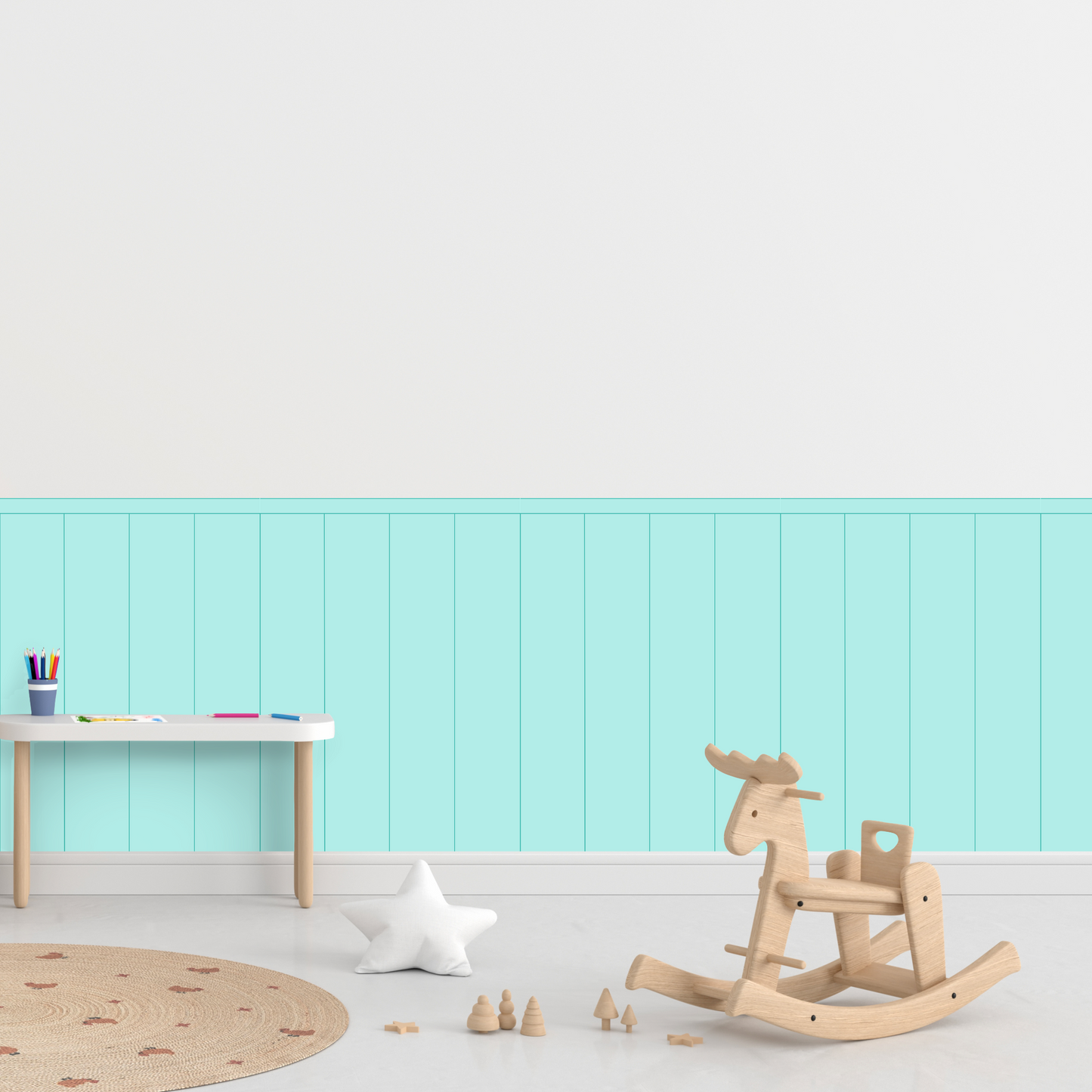 Self-Adhesive Textile Wallpaper – Rectangle – Turquoise Shades