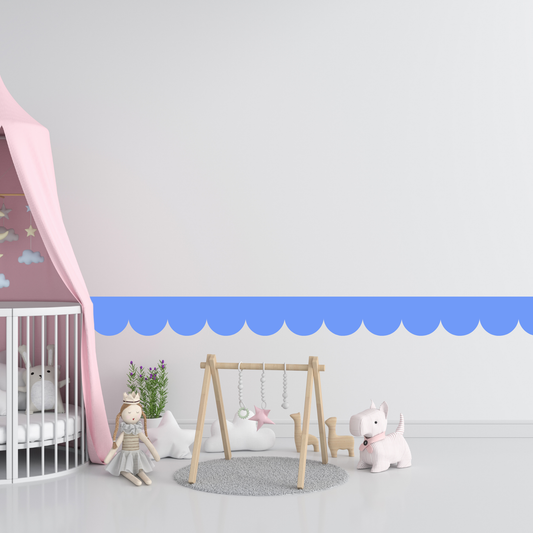 Textile Wall Sticker – Scalloped Arch Border - Light Blue