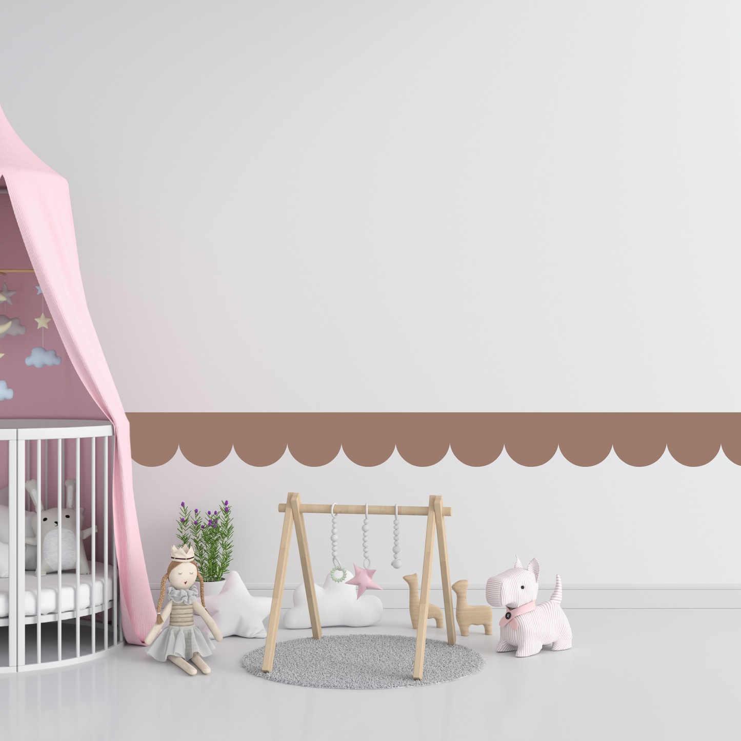 Textile Wall Sticker – Scalloped Arch Border - Brown