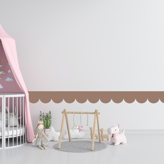 Textile Wall Sticker – Scalloped Arch Border - Brown