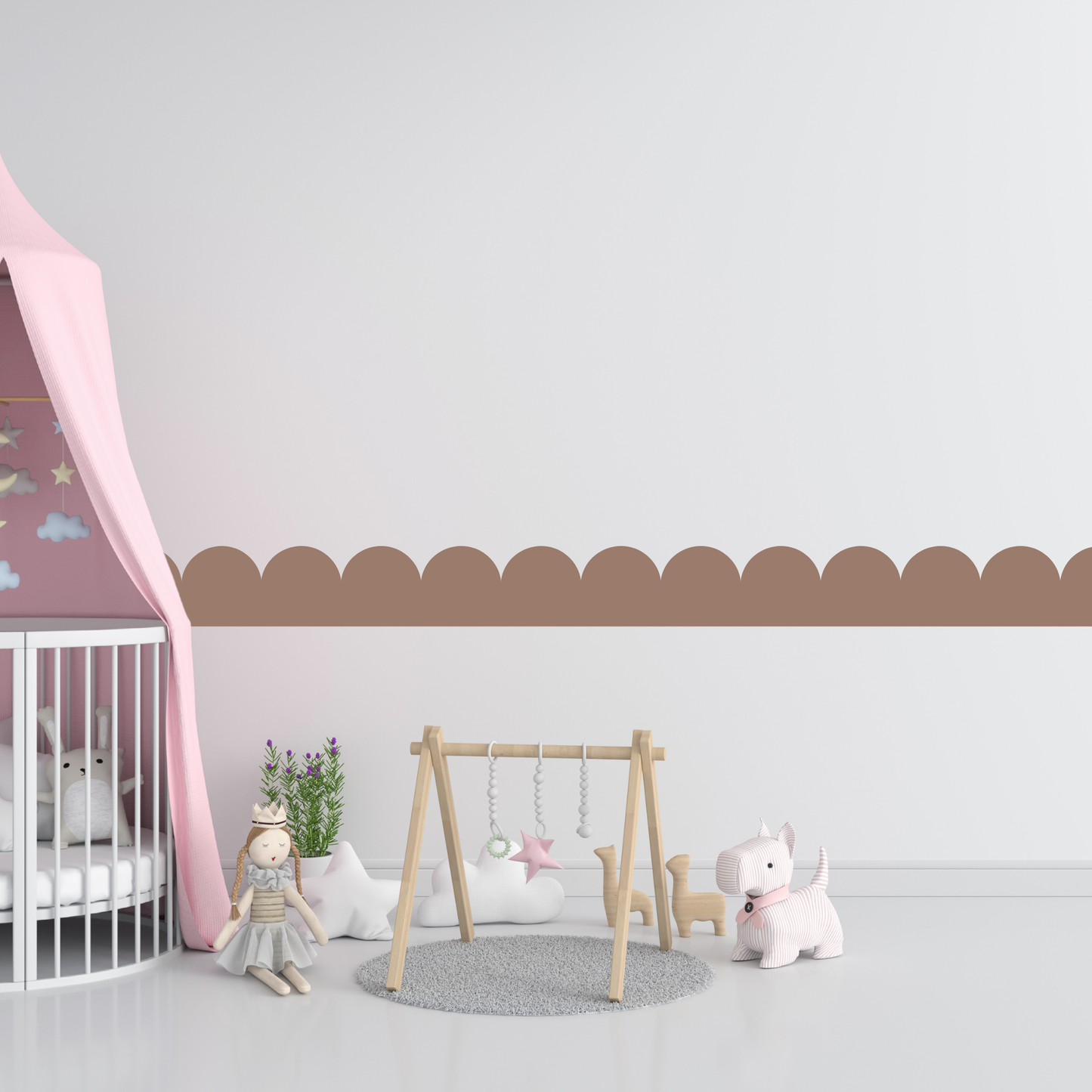 Textile Wall Sticker – Scalloped Arch Border - Brown