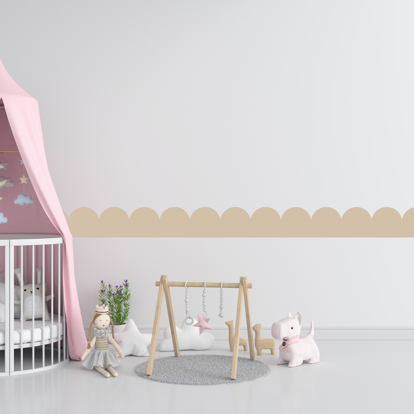 Textile Wall Sticker – Scalloped Arch Border - Cream