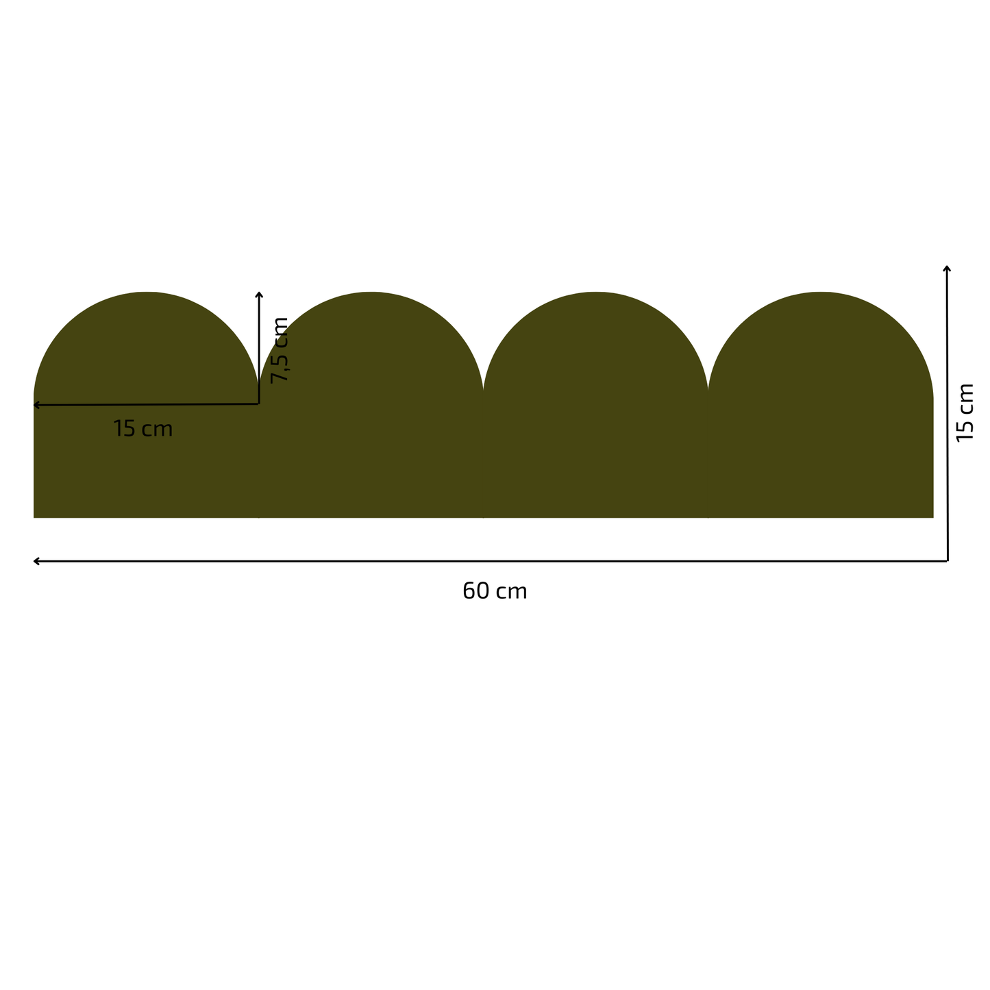 Textile Wall Sticker – Scalloped Arch Border - Olive Green