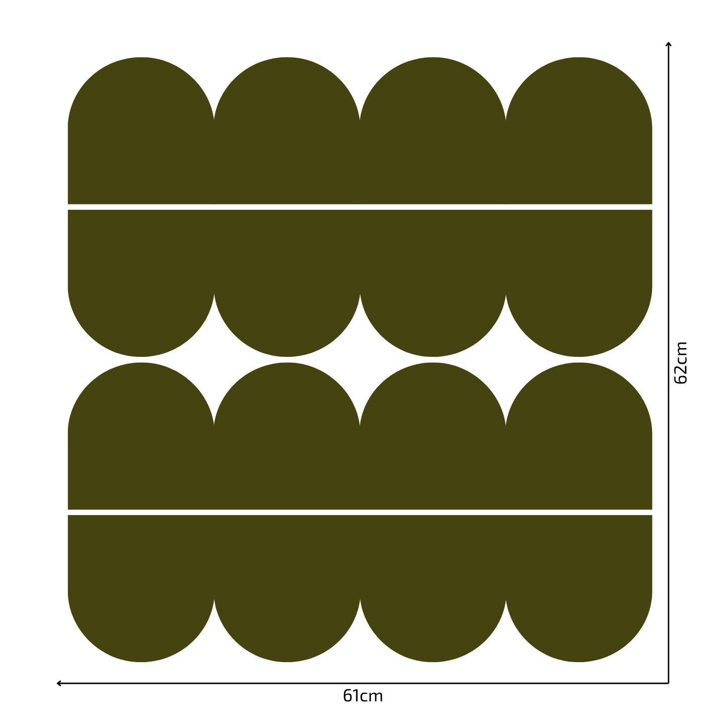 Textile Wall Sticker – Scalloped Arch Border - Olive Green